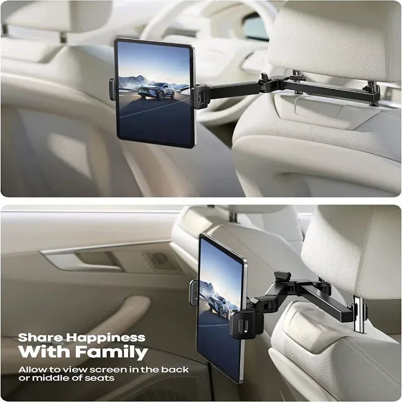 Car Telescopic Car Rear Pillow Phone Holder Tablet Rotating Car Seat Rear Stand Headrest Bracket for Phone Tablet