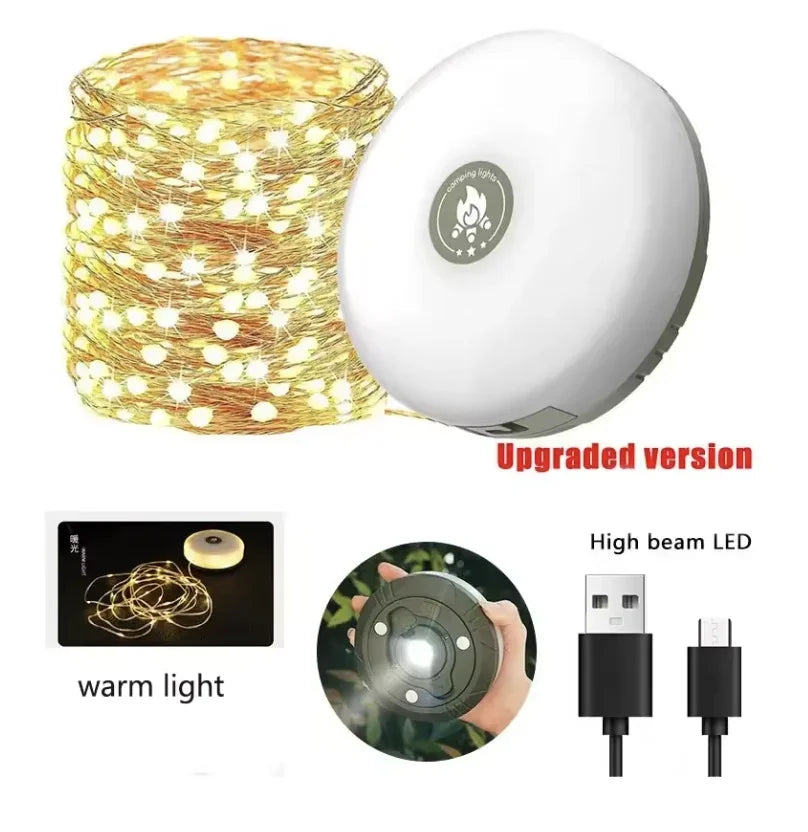 LED Camping Lamp Strip Atmosphere 10M Length Waterproof Recyclable Tent Light Outdoor Garden Decoration Flashlight for Tent Room