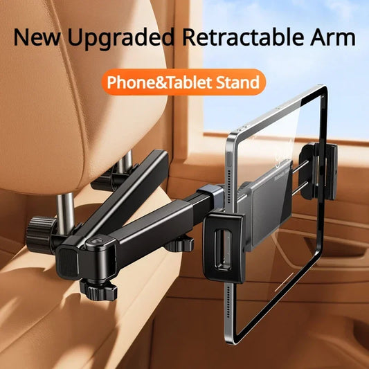 Car Telescopic Car Rear Pillow Phone Holder Tablet Rotating Car Seat Rear Stand Headrest Bracket for Phone Tablet