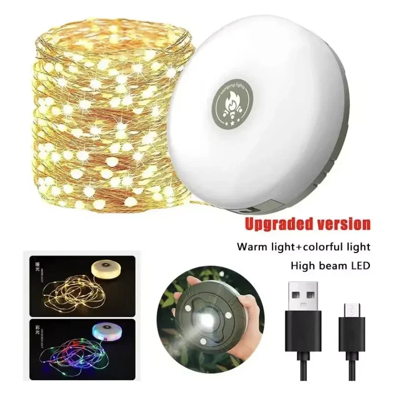 LED Camping Lamp Strip Atmosphere 10M Length Waterproof Recyclable Tent Light Outdoor Garden Decoration Flashlight for Tent Room