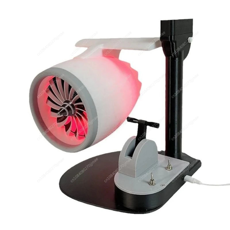USB Humidifier Fan with LED Lights, Airplane Engine Design, High-Power Desktop Cooler & Decorative Gadget