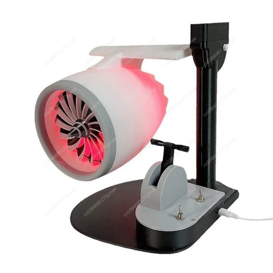 USB Humidifier Fan with LED Lights, Airplane Engine Design, High-Power Desktop Cooler & Decorative Gadget