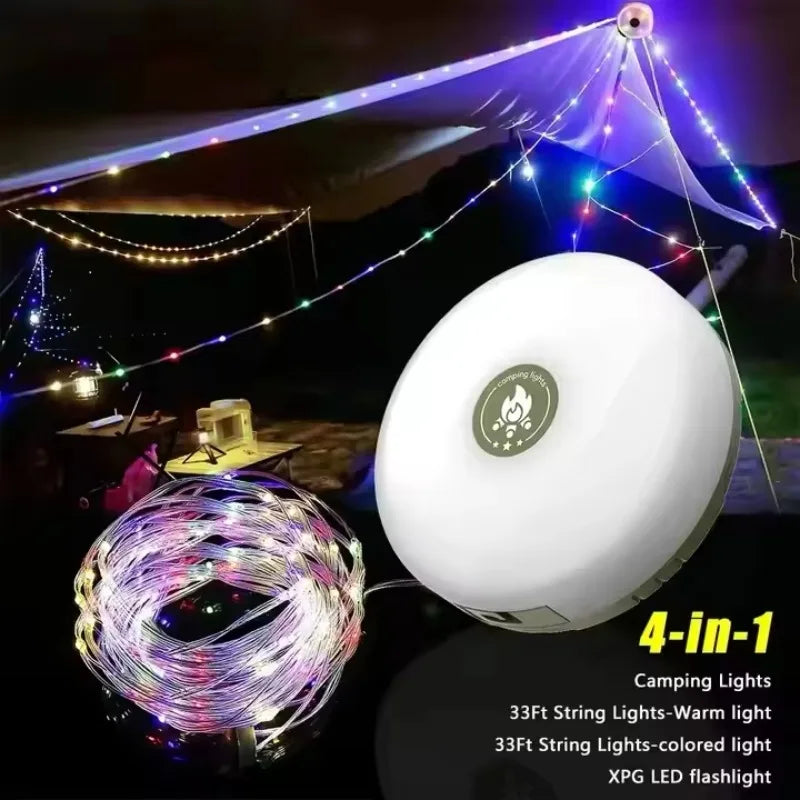 LED Camping Lamp Strip Atmosphere 10M Length Waterproof Recyclable Tent Light Outdoor Garden Decoration Flashlight for Tent Room